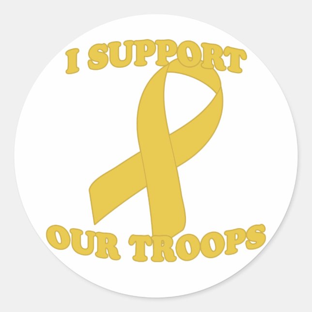 Yellow Support Troops Classic Round Sticker (Front)