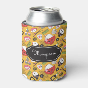 Yellow Sushi Pattern Kawaii Can Cooler