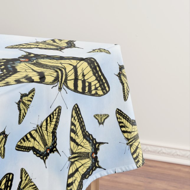 Yellow Swallowtail Butterflies Blue Sky Medium Tablecloth (In Situ)
