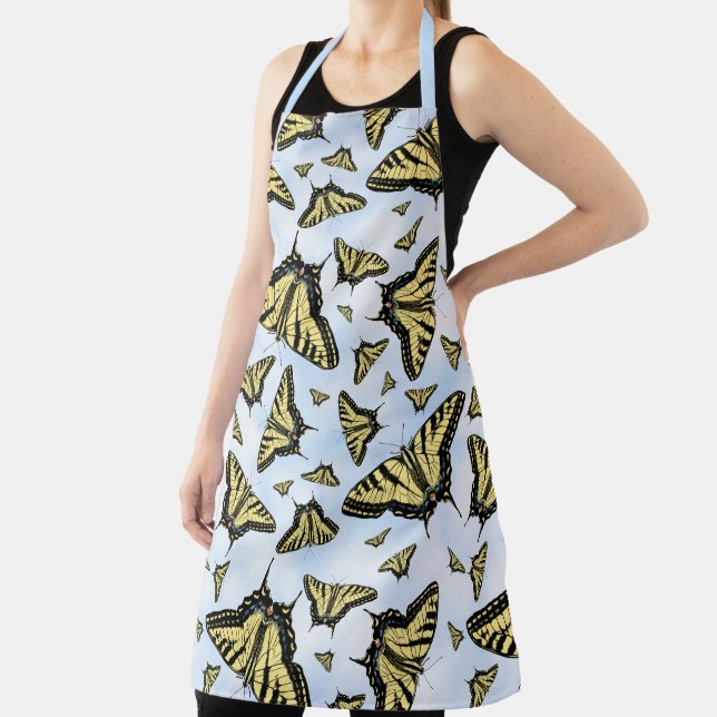 Yellow Swallowtail Butterflies Blue Sky Pattern Apron (Insitu)