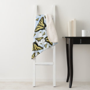 Yellow Swallowtail Butterflies Blue Sky Small Sherpa Blanket