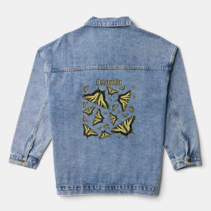 Yellow Swallowtail Butterflies Custom Name Denim Jacket