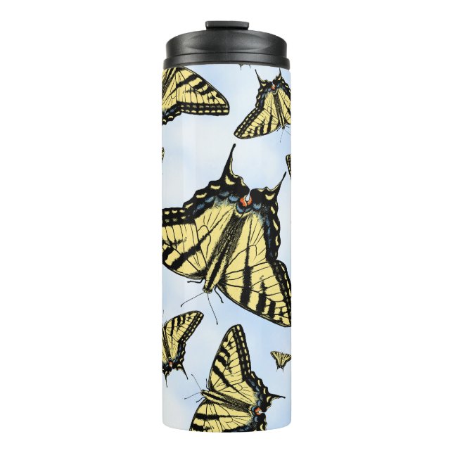 Yellow Swallowtail Butterflies Pattern Thermal Tumbler (Front)
