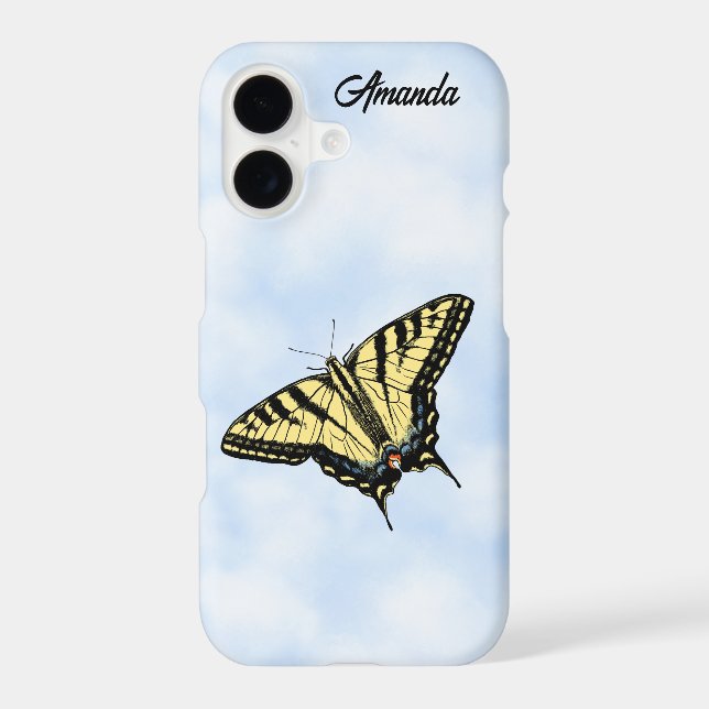 Yellow Swallowtail Butterfly Blue Sky Personalised (Back)