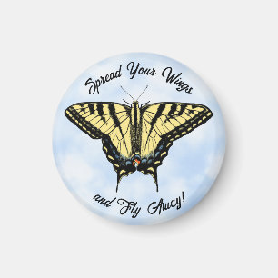Yellow Swallowtail Butterfly Blue Sky Personalised Magnet