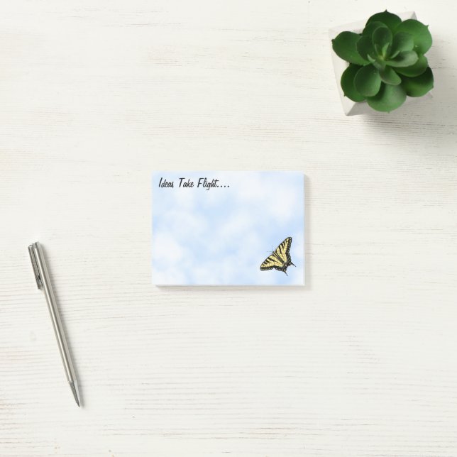 Yellow Swallowtail Butterfly Blue Sky Personalised Post-it Notes (Office)