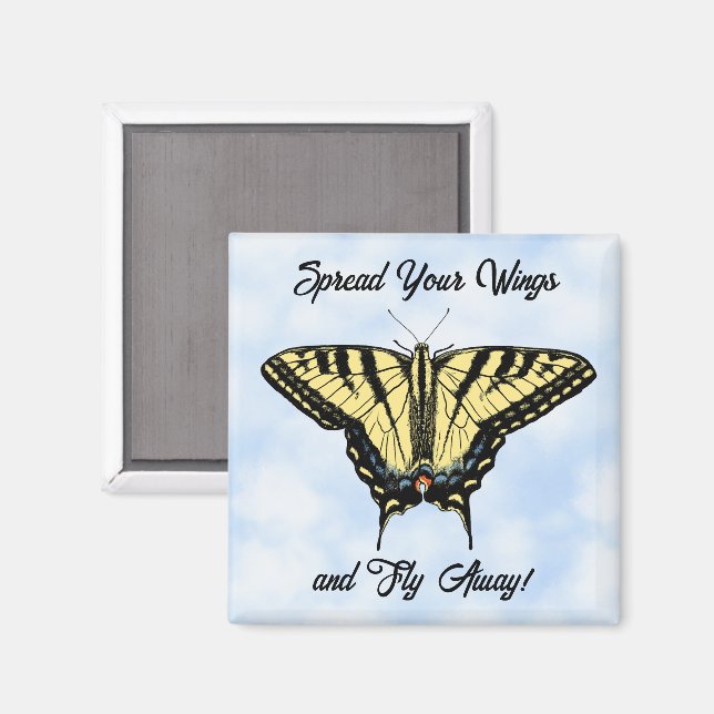 Yellow Swallowtail Butterfly Blue Sky Personalize  Magnet (Front/Back)
