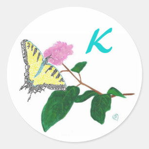 Yellow Swallowtail Butterfly Flower Monogram Seals