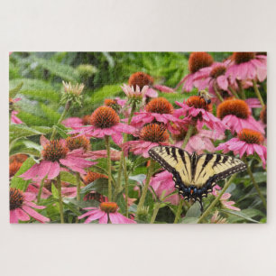 Yellow Swallowtail Butterfly on Echinacea Jigsaw Puzzle