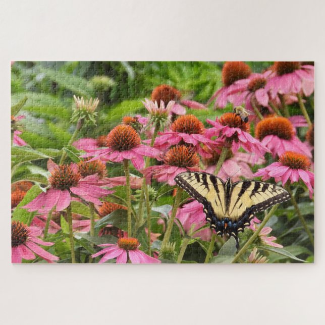 Yellow Swallowtail Butterfly on Echinacea Jigsaw Puzzle (Horizontal)