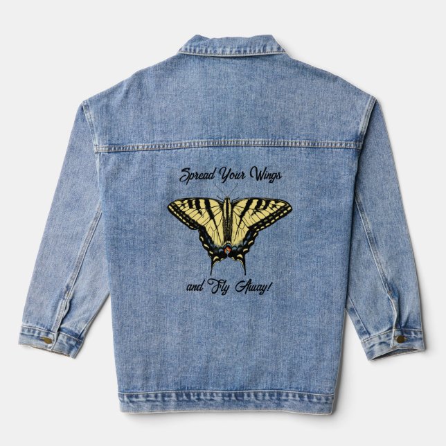 Yellow Swallowtail Butterfly Personalised Denim Jacket (Back)