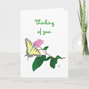 Yellow Swallowtail Butterfly Thinking of You Cards