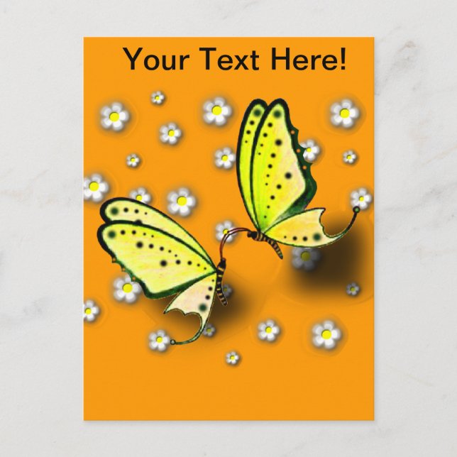 Yellow Swallowtails And Daisies in 3D Postcard (Front)