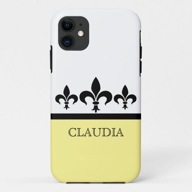 Yellow Swanky Fleur De Lis BT iPhone 5 Case (Back)