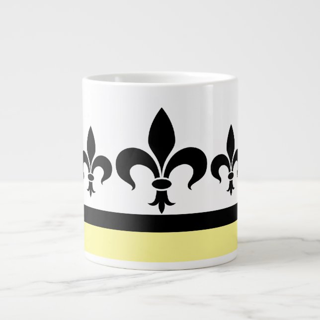 Yellow Swanky Fleur De Lis Jumbo Mug (Front)