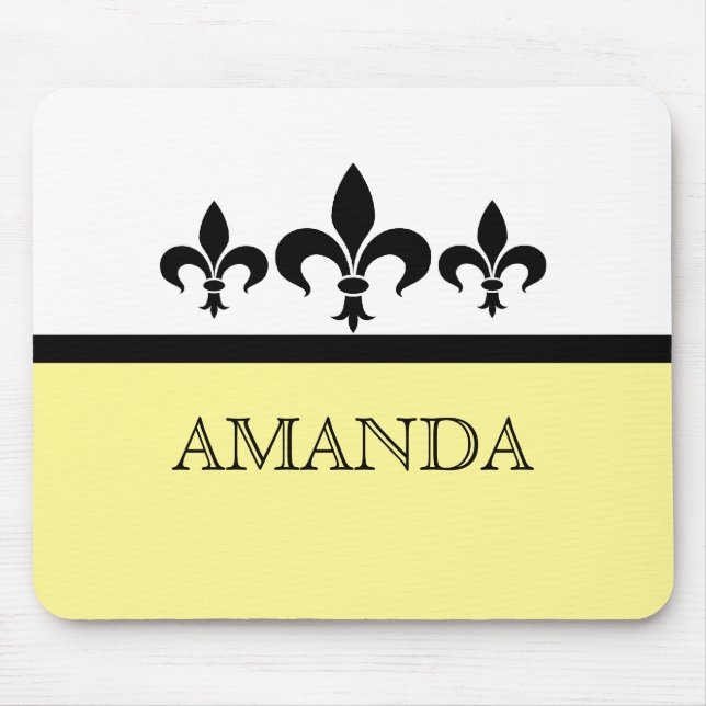 Yellow Swanky Fleur De Lis Mousepad (Front)