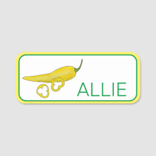 Yellow Sweet Banana Pepper Rings Vegetable Farm Name Tag