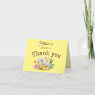 Yellow Sweet Duck Mummy & Babies Cute Baby Shower Thank You Card