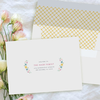 Yellow Sweet Floral Birth Announcement Envelope