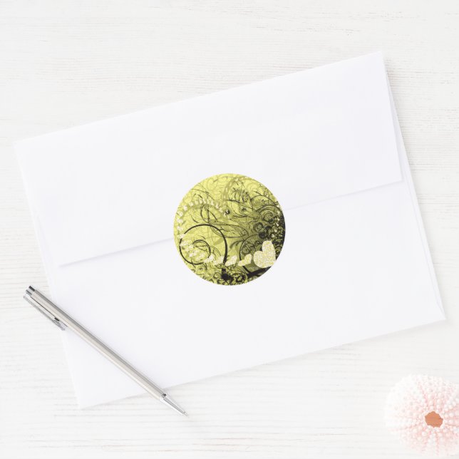 Yellow Swirls Classic Round Sticker (Envelope)