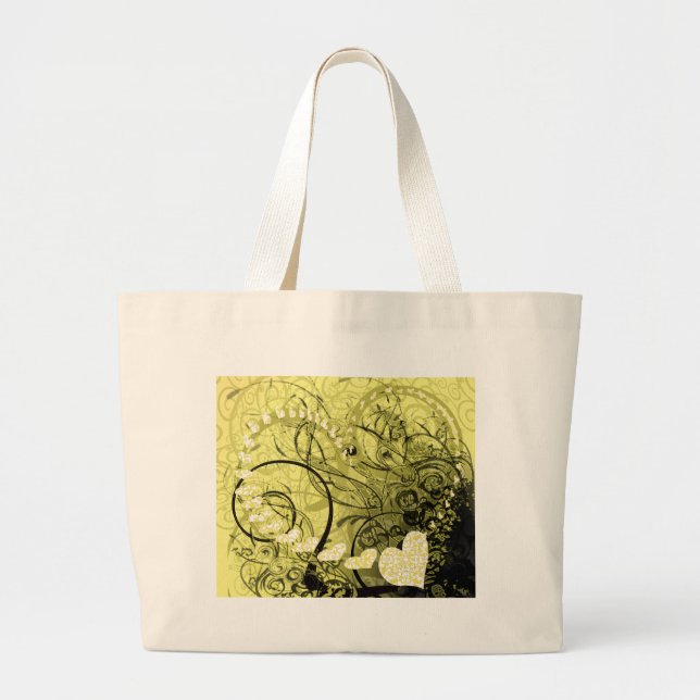 Yellow Swirls Large Tote Bag (Front)