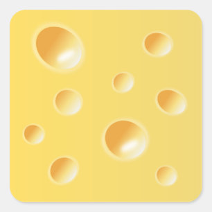 Yellow Swiss Cheese Texture Square Sticker