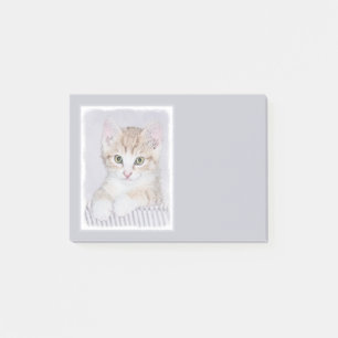 Yellow Tabby Kitten Painting - Original Cat Art Post-it Notes