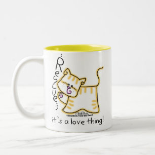 Yellow Tabby Rescue...it's a love thing! Two-Tone Coffee Mug