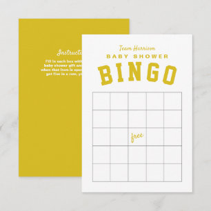 Yellow tailgate theme baby shower BINGO card