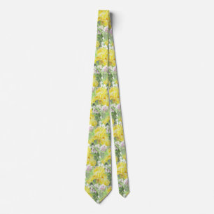 Yellow Tall Bearded Iris Watercolor Tie
