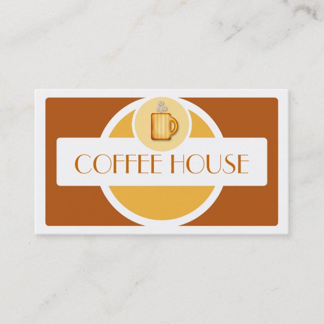 Yellow tan brown coffee cup simple business cards (Front)