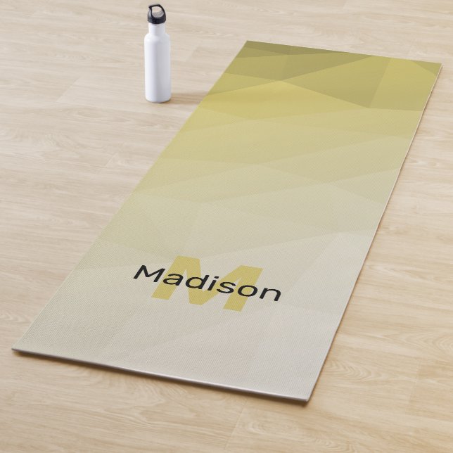 Yellow tan geometry mesh ombre pattern Monogram Yoga Mat (In Situ)