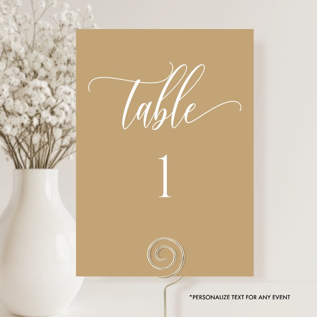 Yellow Tan, Modern Minimalist Table Number (Creator Uploaded)