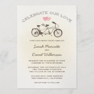 Yellow Tandem Bicycle Wedding Invitation