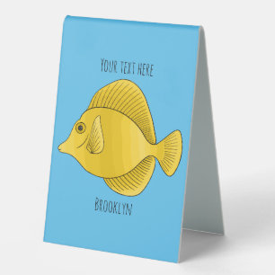Yellow tang fish cartoon illustration