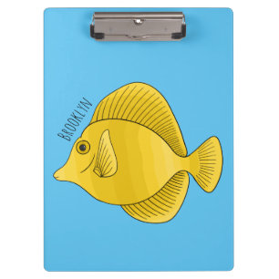 Yellow tang fish cartoon illustration clipboard