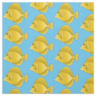 Yellow tang fish cartoon illustration fabric