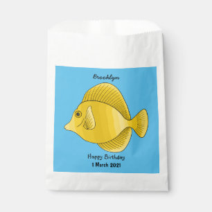 Yellow tang fish cartoon illustration favour bag