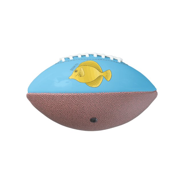 Yellow tang fish cartoon illustration football (Rotated 270)