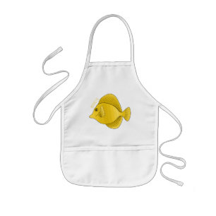Yellow tang fish cartoon illustration kids apron