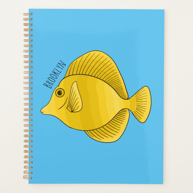 Yellow tang fish cartoon illustration planner (Front)