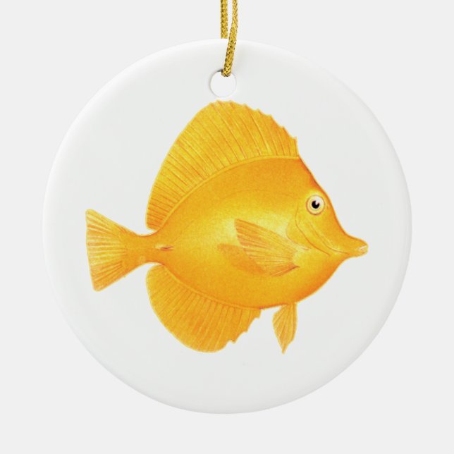 Yellow Tang Fish Ceramic Ornament (Front)
