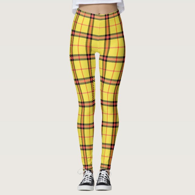 Yellow Tartan Pattern Leggings (Front)