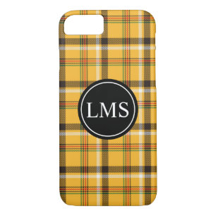 Yellow Tartan Plaid Monogram iPhone 8/7 Case
