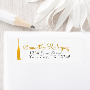 Yellow Tassel Graduation Label Return Address Label