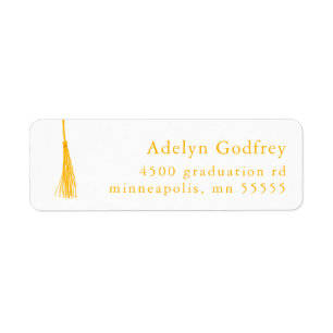 Yellow Tassel Graduation Return Address Label