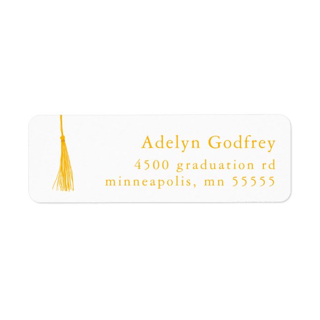 Yellow Tassel Graduation Return Address Label (Front)