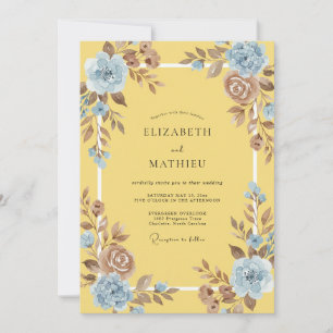 Yellow Taupe Petal Wedding Invitation