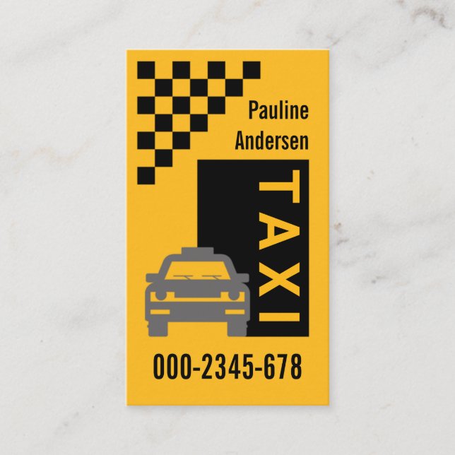 Yellow Taxi Black Check Box Business Card (Front)