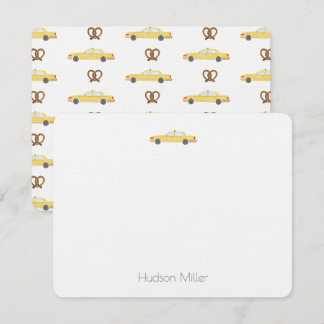 Yellow Taxi Cab and Pretzel NYC Thank You Card
